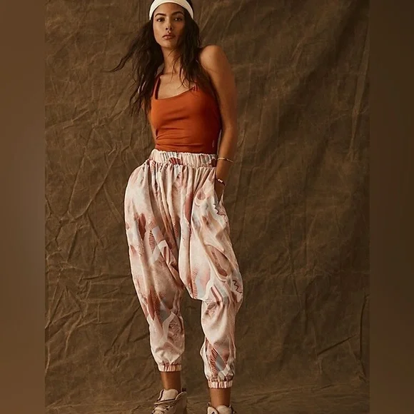 Free People Movement All Strapped Onesie Jumpsuit Bra Top Harem Blunt Orange - Picture 1 of 8